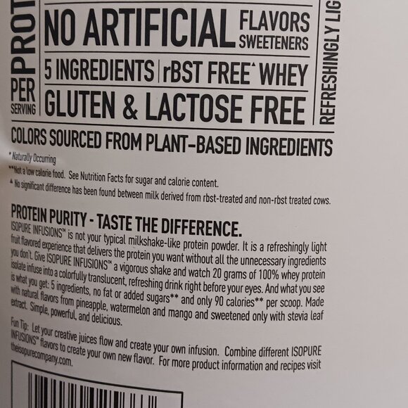 ISOPURE PROTEIN POWDER: INFUSIONS TROPICAL PUNCH, SEAL UNBROKEN - Picture 2 of 3